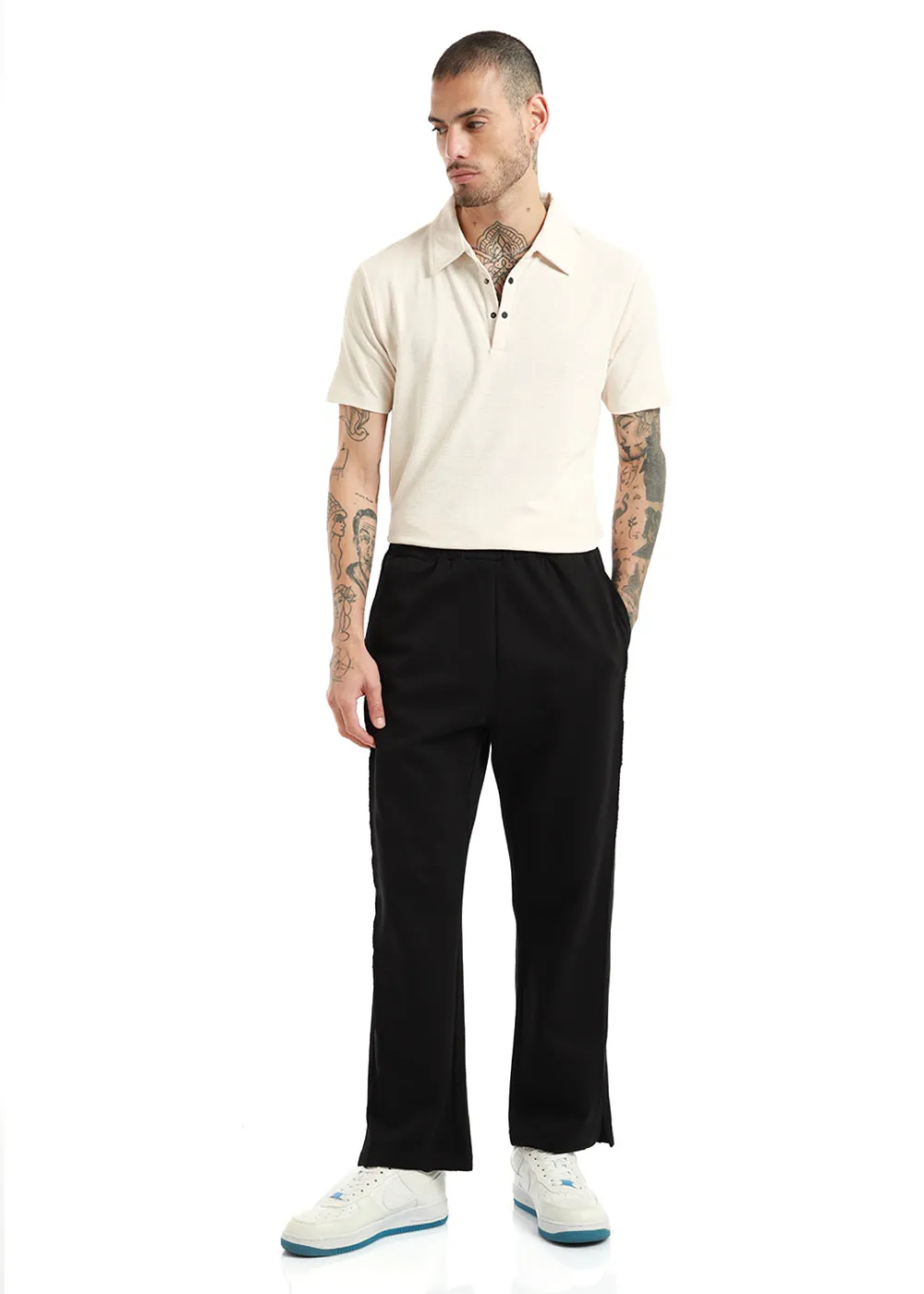Basket Weave Off White Polo T-shirt