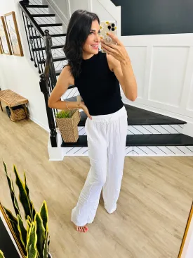 Double Take Full Size Texture Drawstring Wide Leg Pants